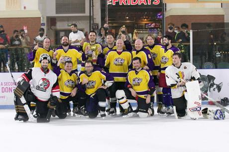 The Oil Kings championship team posing on the ice