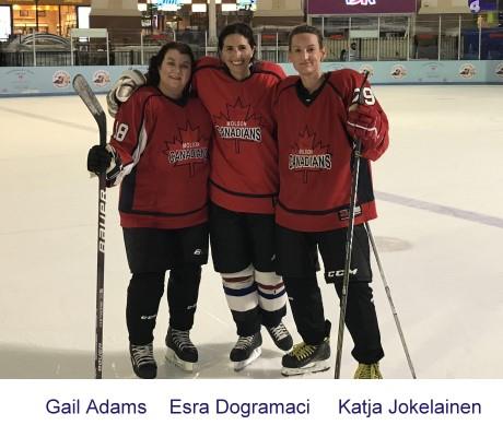 Gail Adams, Esra Dogramaci and Katja Jokelainen together on the ice